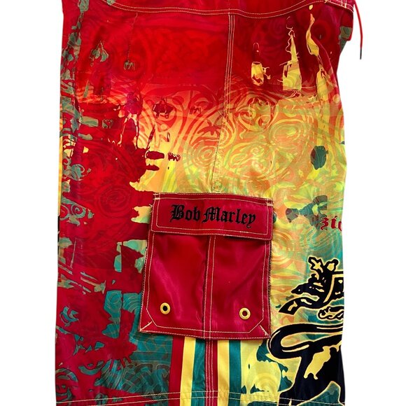 Bob Marley Dragonfly Clothing Co. Jamaican Reggae Surf Board Shorts Trunks Sz 38 - Picture 4 of 7